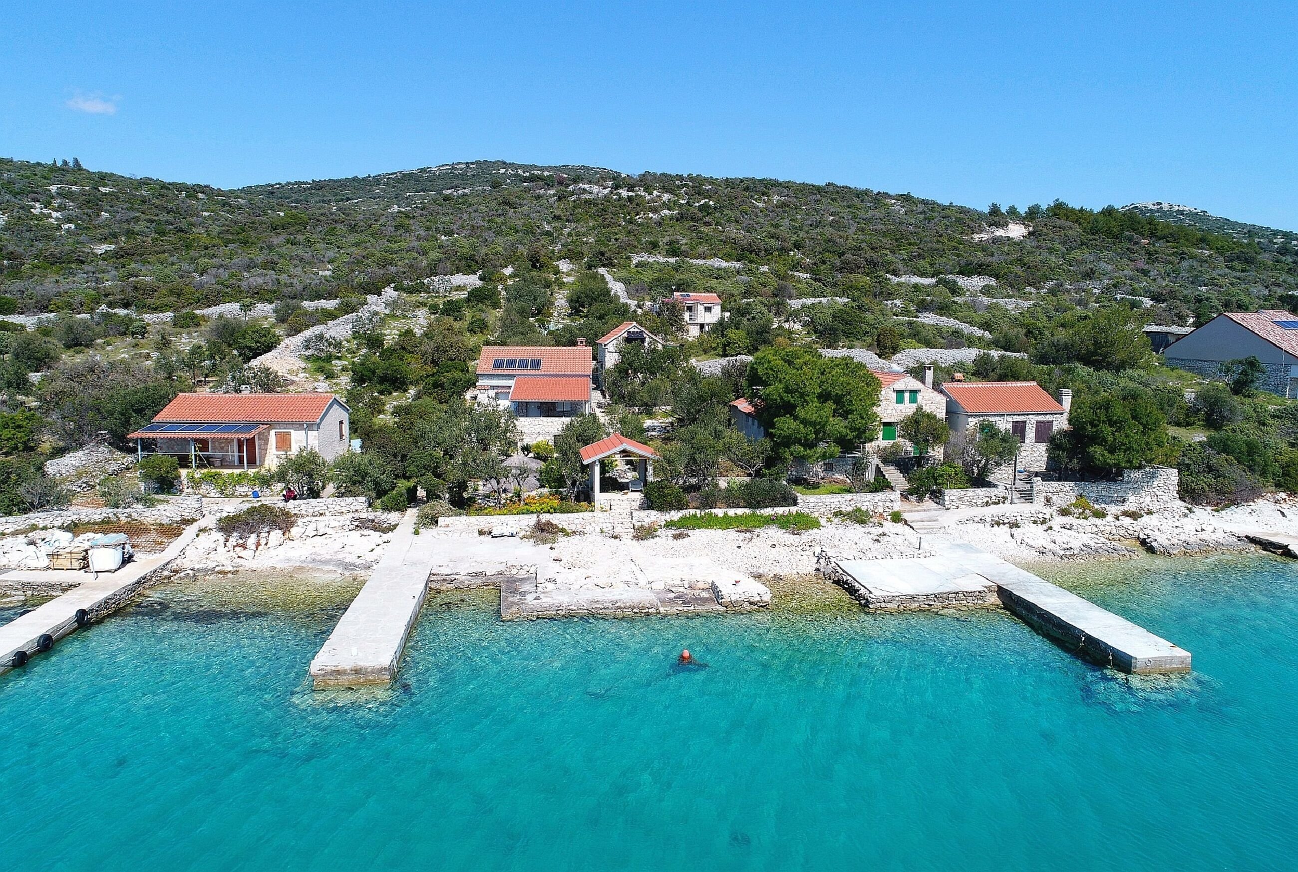 Naturhaus auf der Insel Pašman mit Meerblick, Grill, Garten