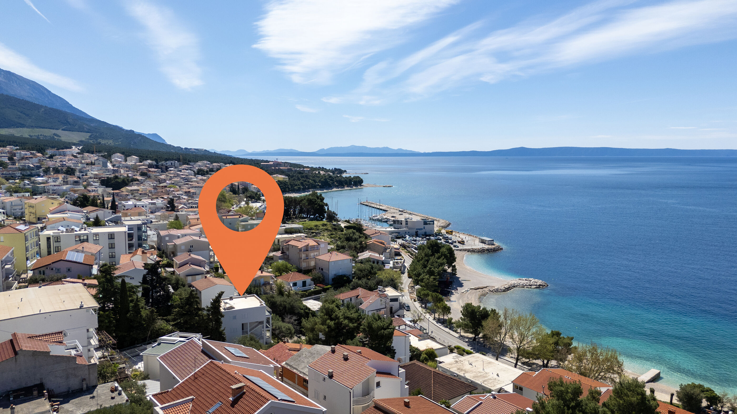 Ferienwohnung in Baska Voda mit Klima, Sat-TV, Meerblick