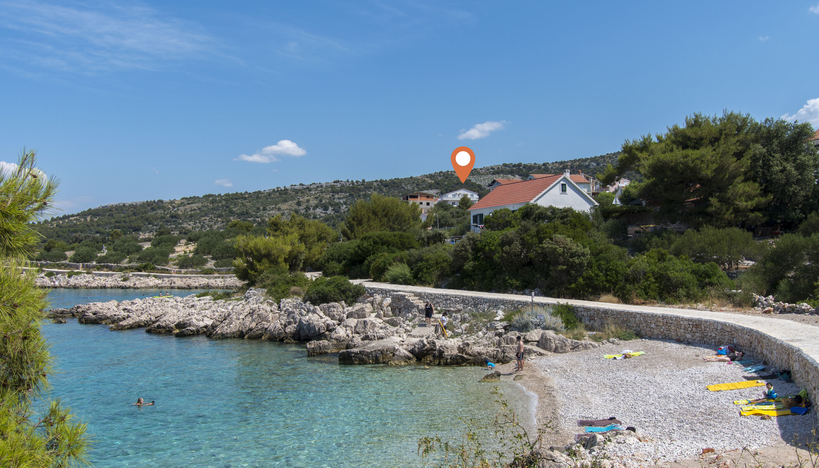 Ferienwohnung in Dolac mit Klima, Meerblick, Internet
