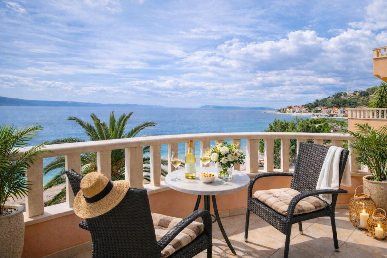 Sonniges Studio in Podgora, 10 m zum Meer, Meerblick und Klimaanlage