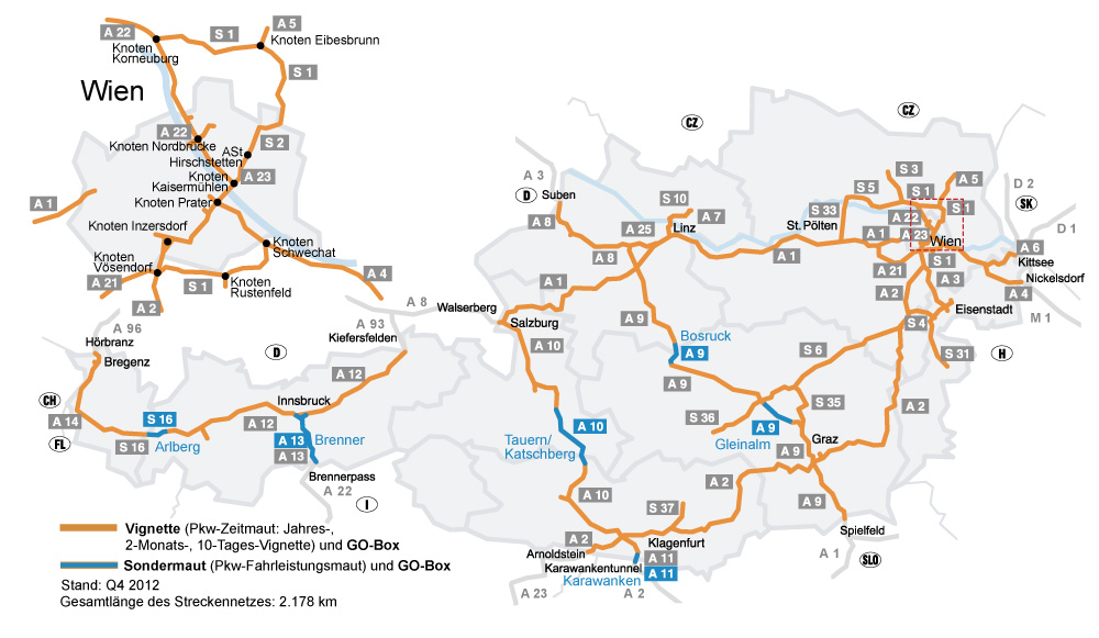 Autobahnen Österreich Übersicht Karte