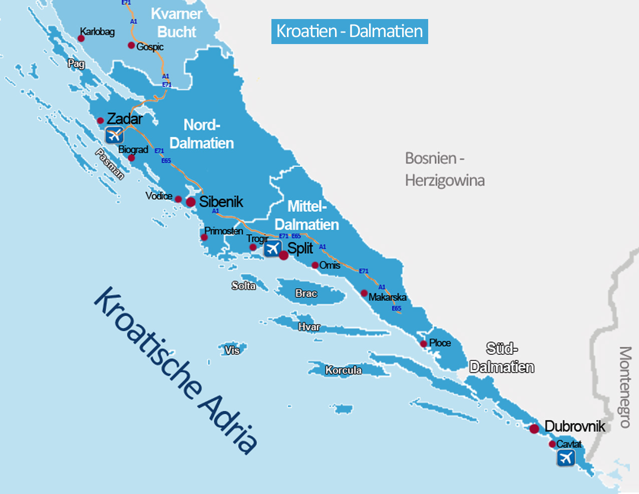 Dalmatien | Kroatien Reiseführer √ - Kroati.de