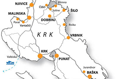 Insel Krk Karte